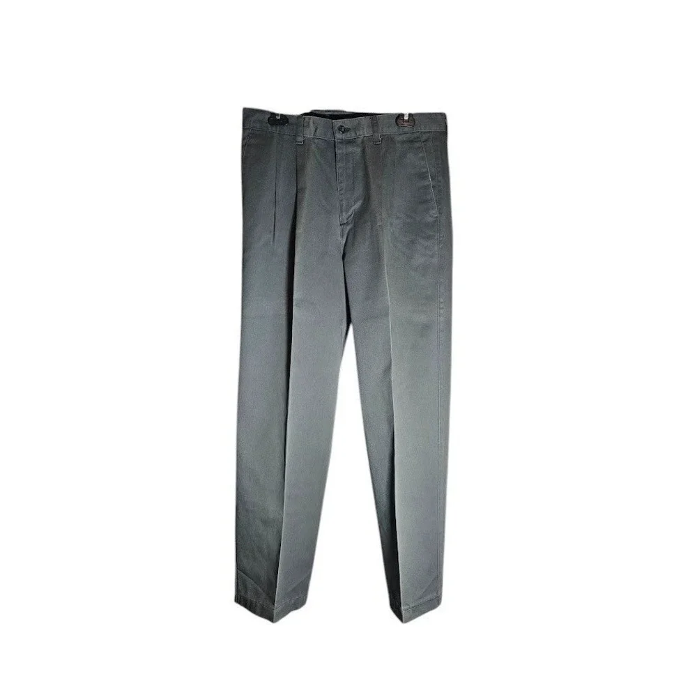 Dockers Mens Pleated Front Grey‎ Chino Pants Straight Leg Casual Slacks 37x30